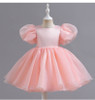 Girls Dress Evening Gown Evening Dress Puffed Sleeve Short Satin Tutu Skirt Back Slit Bow |OONA Kids