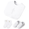 White Christening Accessory Set Shoes Socks and Bib