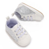 Generic White Shoe Baby Boy White, a pair of stylish white baby boy shoes with silver glitter accents and laces.