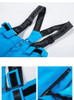 Minnie Me Windproof Kid Skiing 2pcs Suit, blue waterproof ski suit with adjustable shoulder straps, Velcro closures, and zipper pocket.
