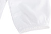 Minnie Me Nash Christening Romper, close-up of a white baby romper with snap buttons along the front for easy dressing.