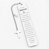 Minnie Me Silver Bookmark with Cross, featuring a charm engraved with the year 2025 and an attached cross pendant for religious and spiritual symbolism.