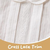 Minnie Me Elie Formal Set with short, detailed lace trim and delicate embroidery on white fabric.