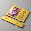 Minnie Me Personalized Photo Frame, gold-colored decorative photo frame for a baby photo with a religious cross and personalized message.