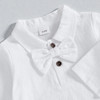 Minnie Me Long Sleeve Romper with Bowtie for Special Events, white long sleeve romper with bowtie detail for toddlers.