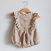 Baby Girls Sleeveless Ruffled Romper Sand Dollar Brown