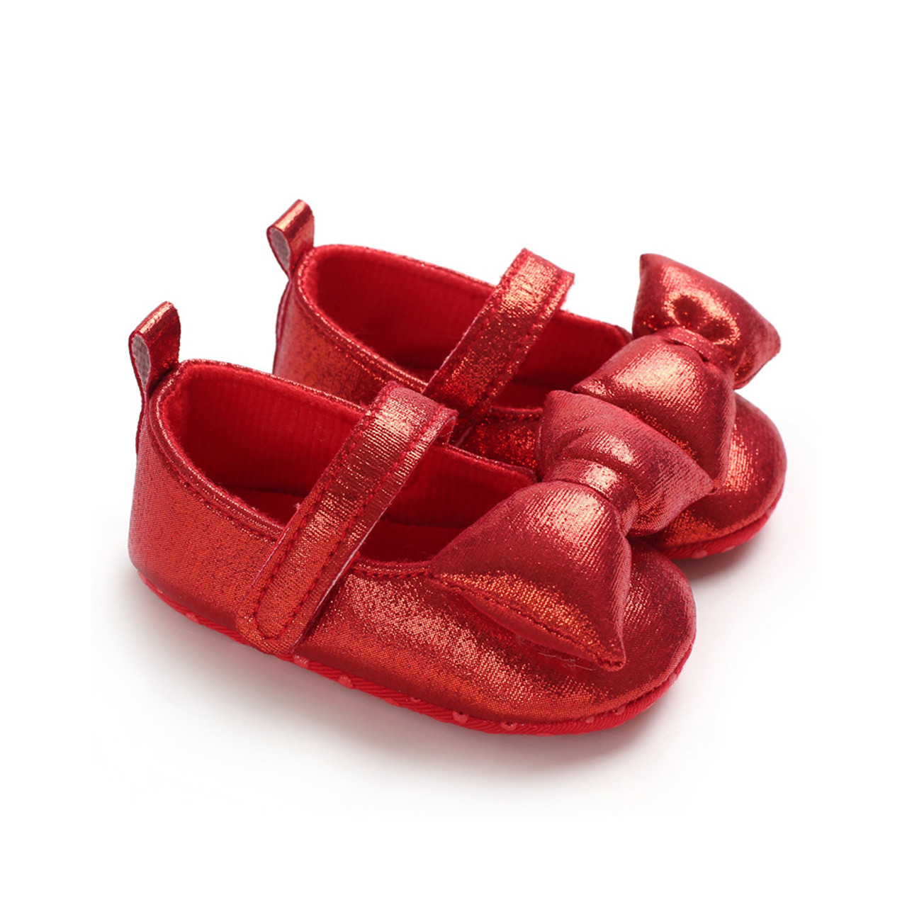 red glitter baby shoes