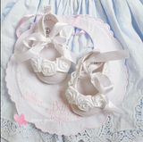 Baptism White Flower Satin Ribbon Baby Girl Shoes