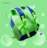 Tochang Dinosaur backpack, colorful green and blue children’s schoolbag with adjustable straps and multiple compartments.