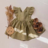 Baby Girls Cotton Linen Ruffle Dress
