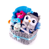 Baby Bath Time Hamper Gift Set Blue Owl Basket Set
