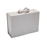 Large Grey Magnetic Lid Gift Box Satin Ribbon Tie