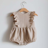Baby Girls Sleeveless Ruffled Romper Sand Dollar Brown
