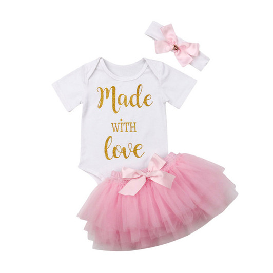 Pink Tutu Skirt Romper Headband Sets