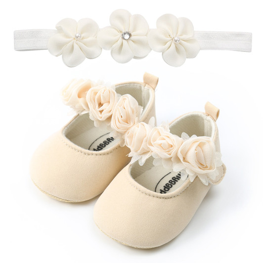 Cream White Mary Jane Baptism Dress Shoes W Headband