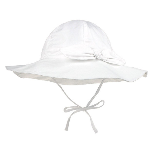 Generic White Plain Bow Beach Big Brim Cap, a wide-brimmed sun hat with a decorative bow and chin tie for sun protection and fashion.