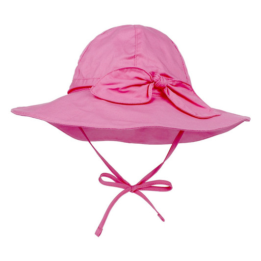 Generic Fuchsia Bow Beach Big Brim Cap, fashionable wide-brim sun hat with bow detail and chin strap in vibrant pink color.