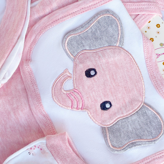 Newborn Baby Girl Pink Elephant 8-Piece Layette Set