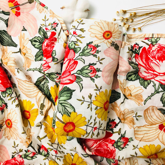 Colorful Flower Baby Swaddle Muslin Blanket