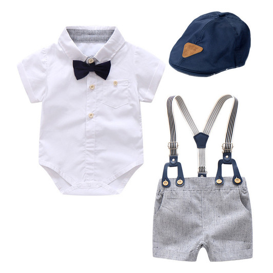 Buy White Romper Baby Boy Suit with Set Vest & Hat | MinnieMe