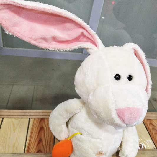 Baby Nightcap Rabbit Sleepy Wool Plush Toy in White