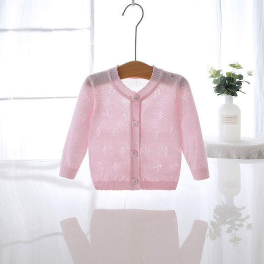 Baby Girls Thin Knit Pink Cardigan Jacket