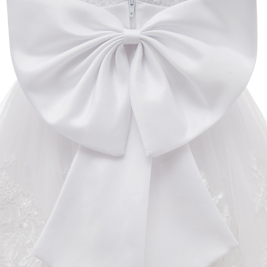 Baby Girls Sleeveless Puffy Christening Dress with Back Bow