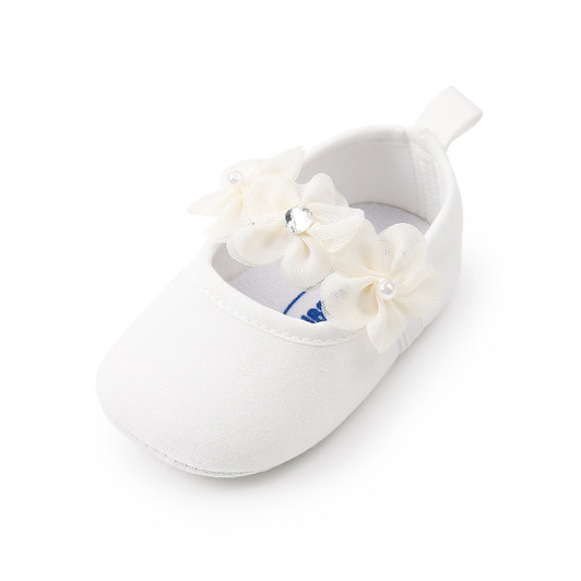 White Floral Mary Jane Shoes With Headband