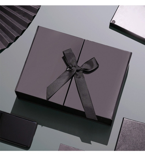 Elegant Gift Box Flip Double DoorTop Ribbon Closure with Satin Ribbon for Present