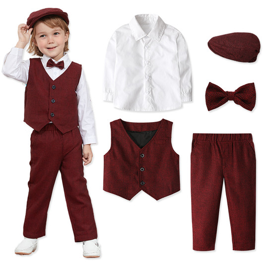 Albert  Suit Formal Set-Dark Red