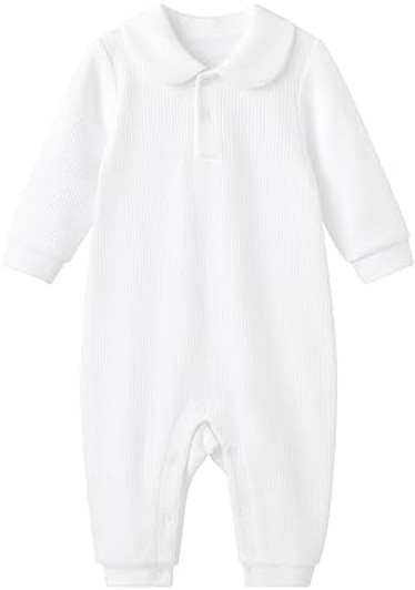 White Cotton Ribbed Romper Image 1