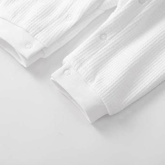 White Cotton Ribbed Romper Image 4