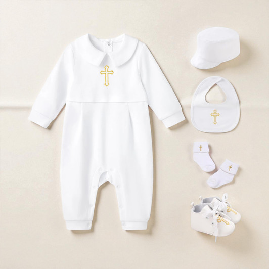 5-Piece Gold Cross Infant Baptism Set
