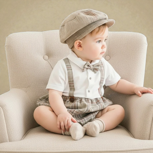 Plaid Overall Set for Infant & Toddler Comfort