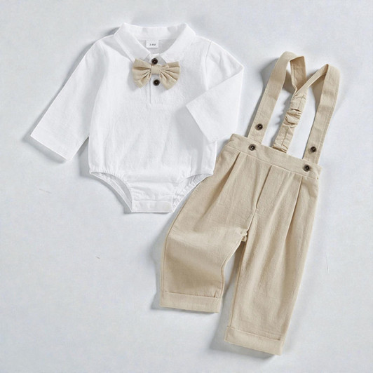 Long Sleeve Romper with Bowtie for Special Events