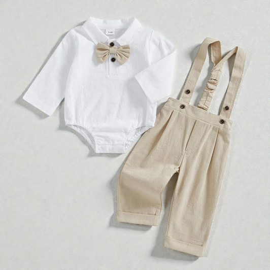 Long Sleeve Romper with Bowtie for Special Events