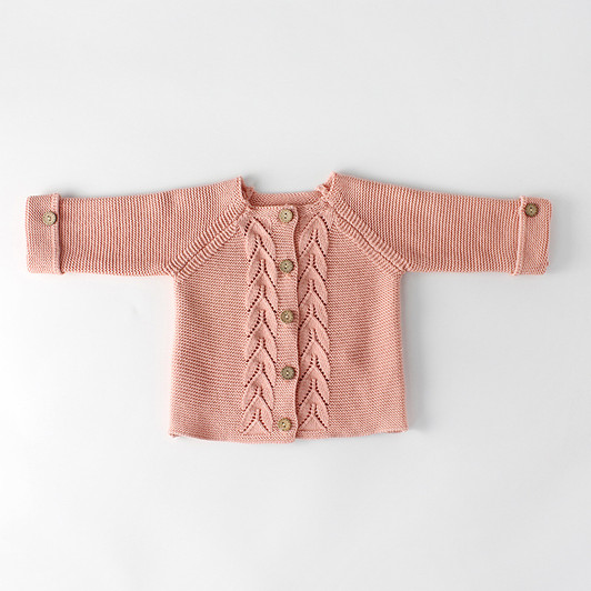 Baby Knitted Set Peach Color Cardigan