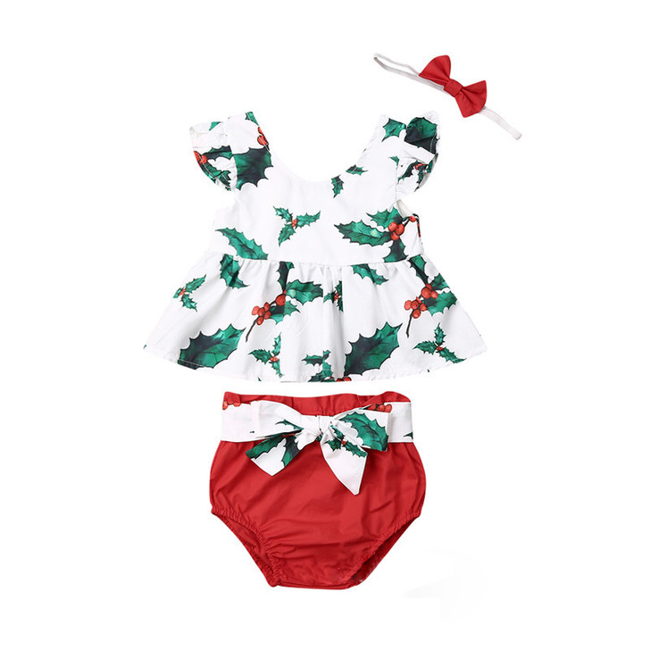Christmas Mistletoe Ruffle Top & Bloomers Set