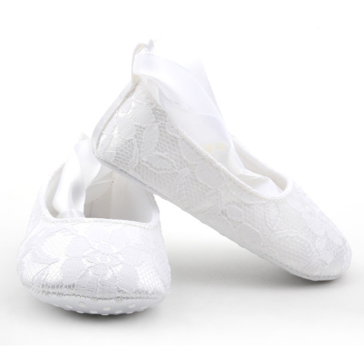 White Floral Lace Baby Dress Shoes