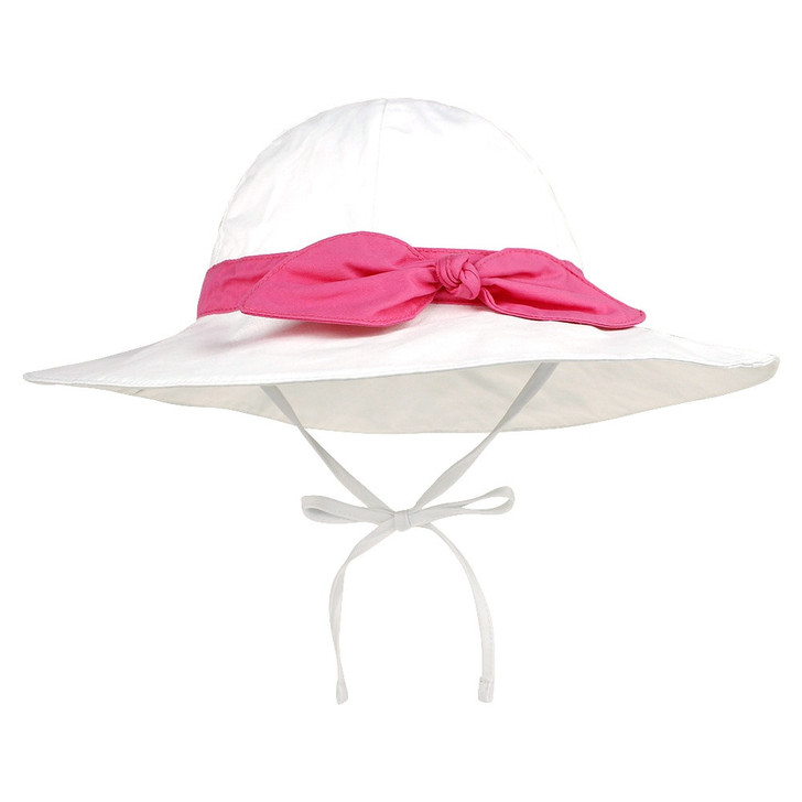 White Pink Bow Beach Big Brim Cap