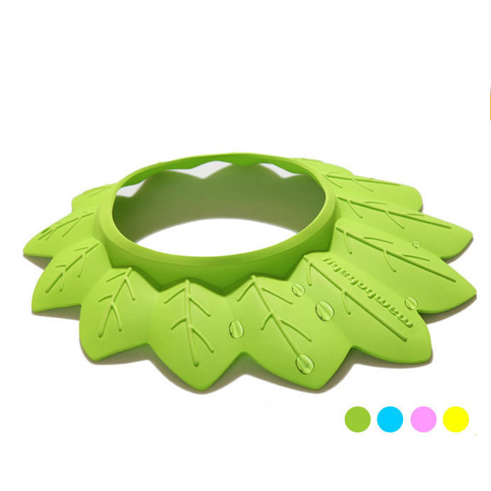 OONA Baby Maple Leaf Shower Hat Waterproof, green shower hat for babies with waterproof design and maple leaf shape.
