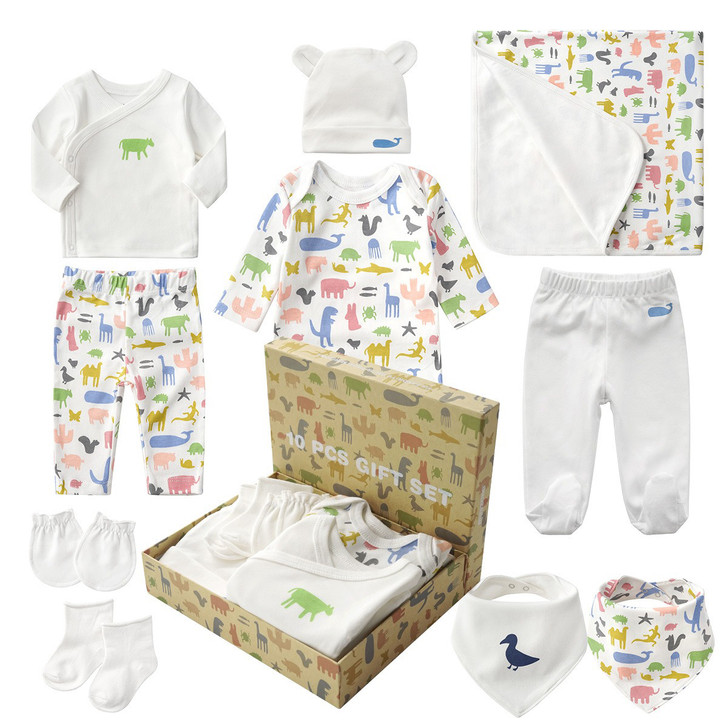 Baby Neutral Coming Home Outfit Gift Box Pink 10Pcs Layette Set