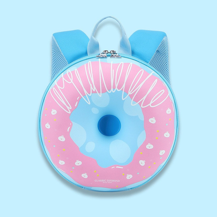 Generic Backpack Preschool Donut Series, round backpack with a pink donut design featuring a blue center and sprinkles, designed for preschool children.