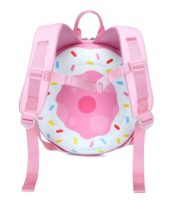Generic Backpack Preschool Donut Series, pink backpack designed for young children with a donut-shaped design printed on the back.