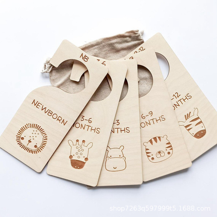 5pcs Size Closet Size Divider Long Wooden  Hanger