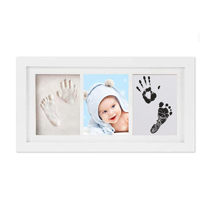 Wooden Clay Photo Frame Baby Hand and Footprint Memorial Gift