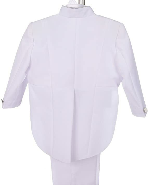 OONA White Suits Jacquard Tuxedo, back view of a sleek, elegant white tuxedo with a tailored fit and detailed jacquard fabric design.