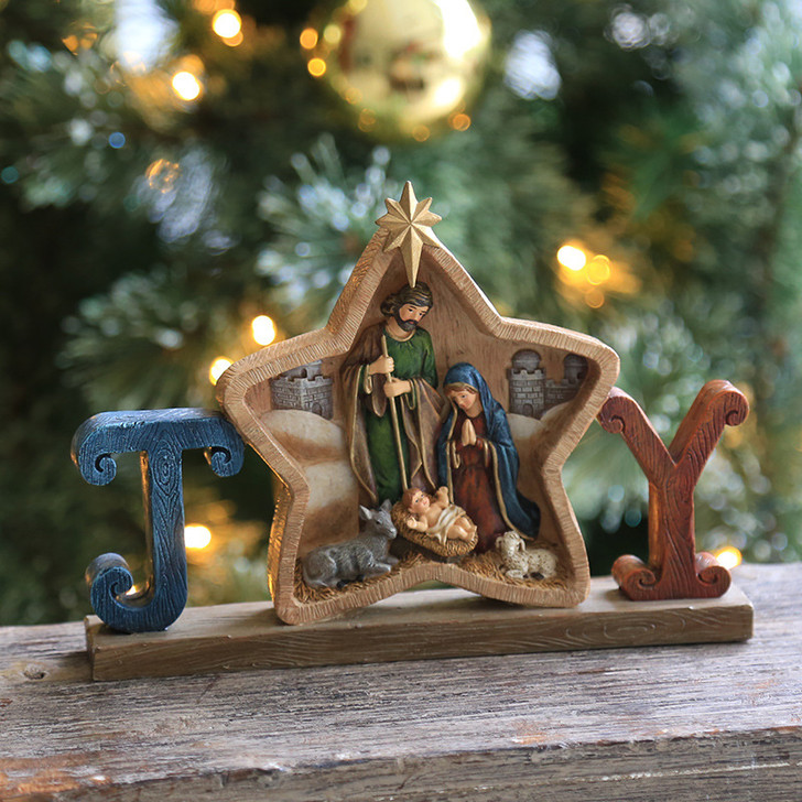 Christian Jesus Nativity Scene Crib Statue Miniature Figurines Resin Crafts