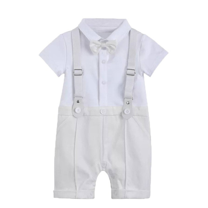 Buy White Romper Baby Boy Suit with Set Vest & Hat | MinnieMe
