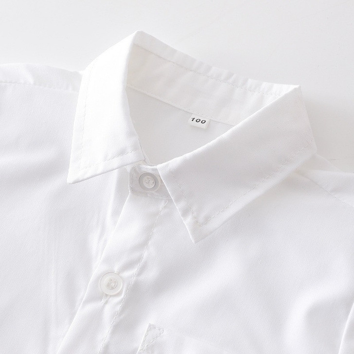 OONA Mike Short Suite Suspender, white dress shirt with a classic collar and button-down front.